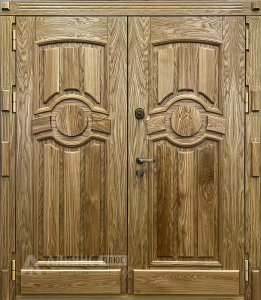 Двойная уличная дверь в коттедж с атмосферостойким покрытием №2 внешняя - фото