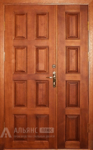 Утепленная двустворчатая входная дверь с массивом и звукоизоляцией №7 внутренняя - фото