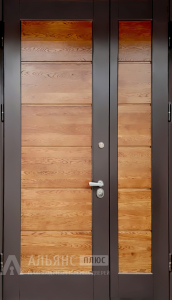 Широкая входная двустворчатая дверь со скрытыми петлями №10 внутренняя - фото