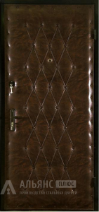 Однопольная входная дверь в квартиру с отделкой винилискожей и белый ясень №23 внешняя - фото