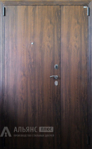 Массивная двухстворчатая дверь с гладким полотном и глазком №13 внутренняя - фото