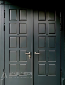 Уличная дверь двухстворчатая с отделкой виноритом и защитой от непогоды №12 внешняя - фото