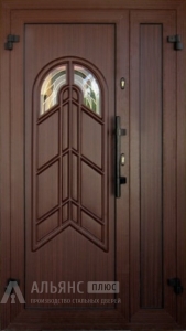 Входная дверь двухстворчатая с остеклением для частного дома №15 внутренняя - фото